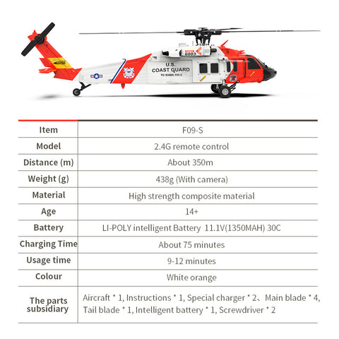 YU XIANG YXZNRC F09-S 1/47 2,4G 6CH Bürstenlosen Direktantrieb RC Hubschrauber Modell