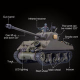 1/16 2,4G RC US M4A3 Sherman Mittlerer Panzer Fahrzeugmodell Stahlgetriebe Einziehbarer langer Lauf Rauchendes Licht Ton Abschuss BB-Munition Infrarotstrahl