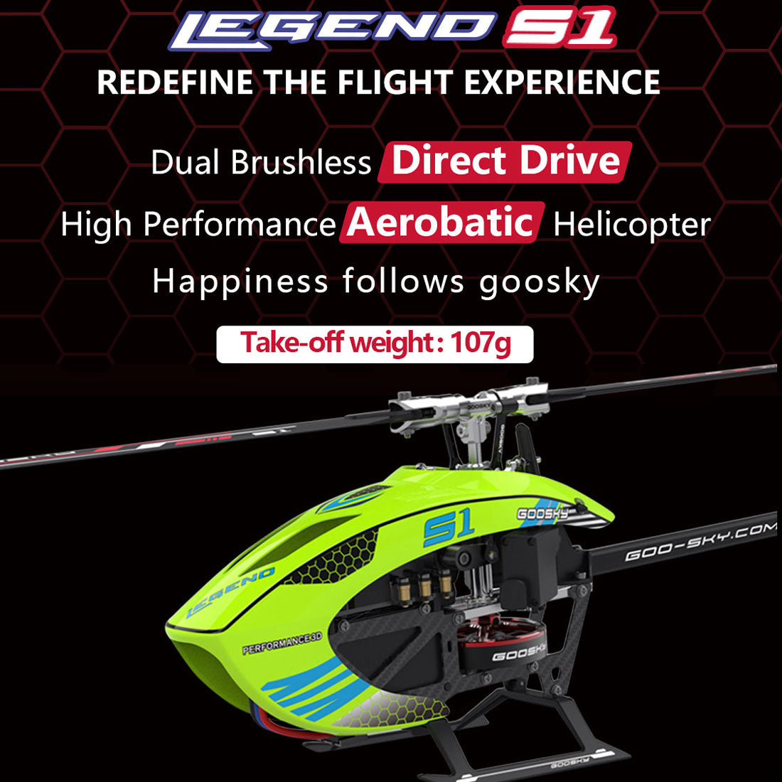 GOOSKY Legend S1 2.4G RC-Helikopter, elektrisch, Dual Brushless, Direktantrieb, 3D-Modell