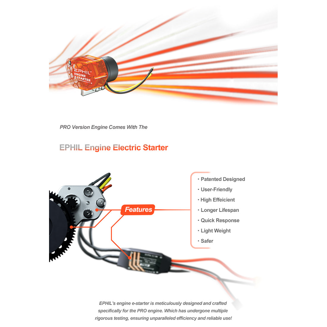 EPHIL X-20cc-R Pro Electric Startar Two-Stroke Single Cylinder Side Exhaust Gasoline Engine Model for Fixed-Wing Aircraft Models-RAZORDON