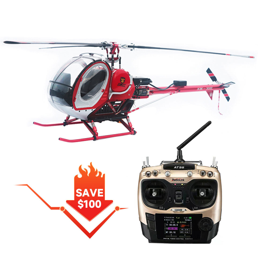 JCZK 300C PRO 2.4G 12CH Flybarless RC Helicopter Model with H1 Smart Flight Control and GPS Positioning - Razordon