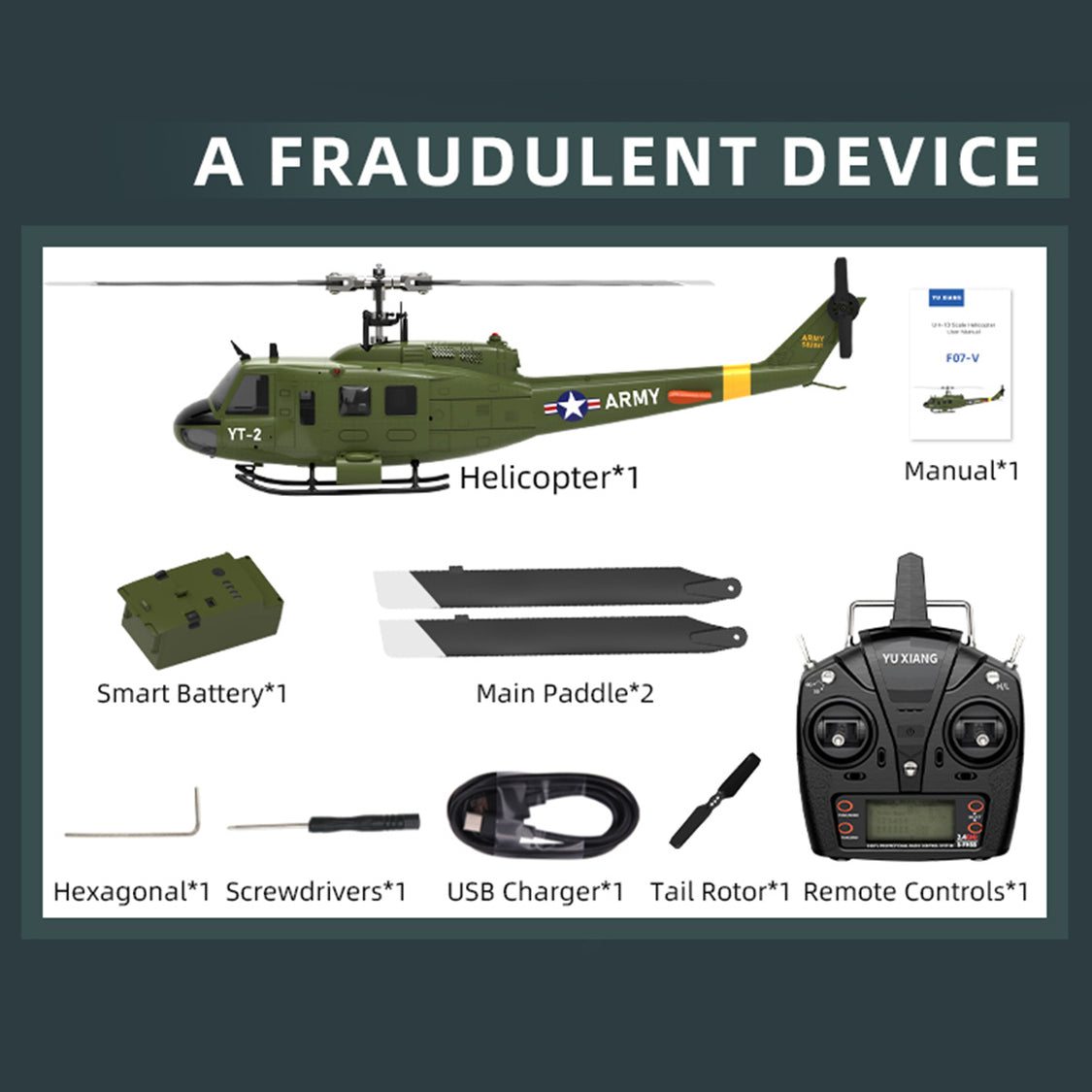Elicottero Radiocomandato YUXIANG F07-V UH-1 Huey, 6CH, 3D, Brushless, Giroscopio 6 Assi. Scala 1:34. - Foto 5