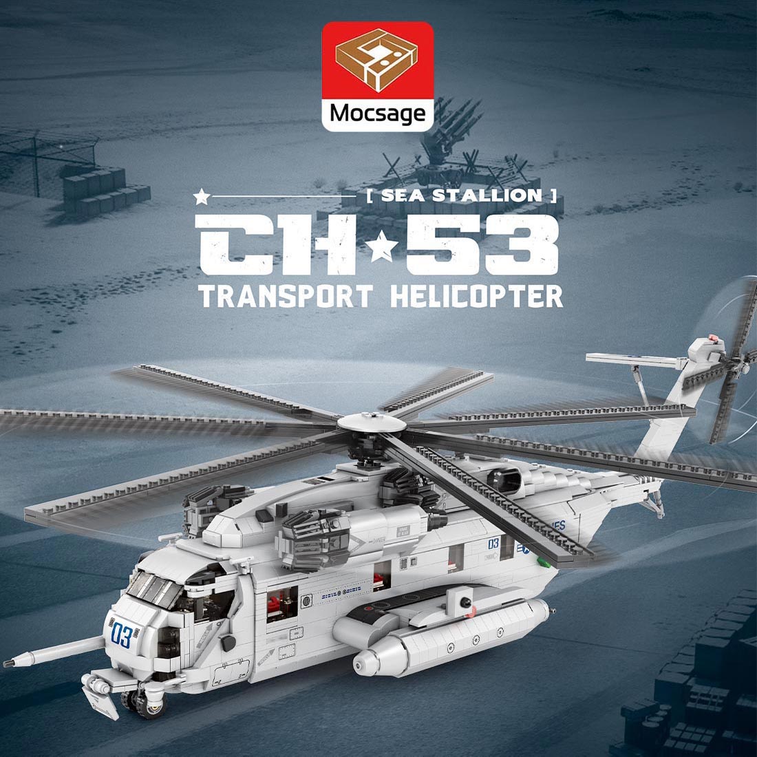 MOC-127265 CH-53E Super Stallion 1/35 Scale Modern Military-themed Small Particles Building Blocks Set - Razordon