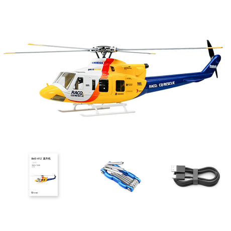FLYWING BELL-412-V4 470-Class 2.4G 6CH Scale GPS RC Military Helicopter Model - Razordon