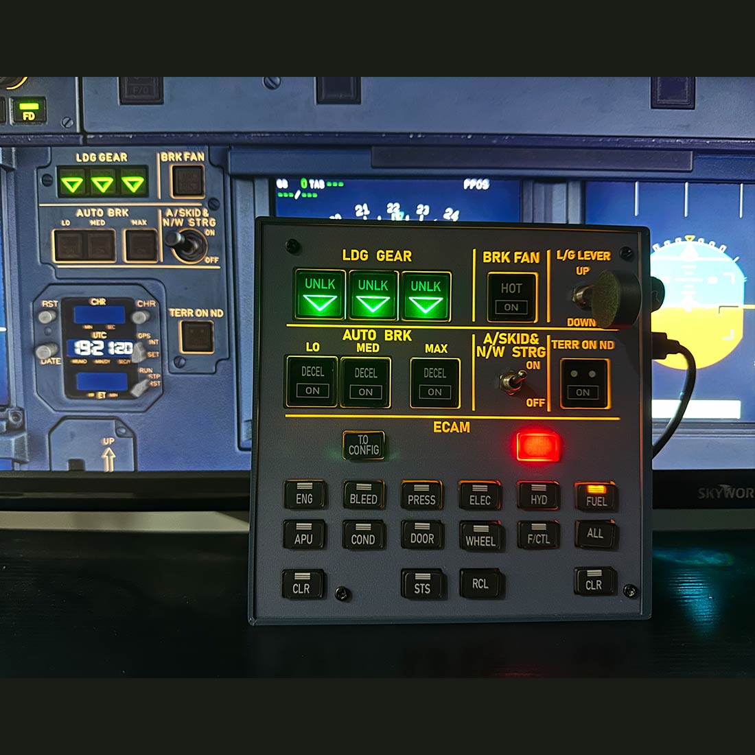 Rowsfire A103 A32X/A31X/A350/XECAM HOME COCKPIT Landing Gear Indicator Integrated Panel  - RAZORDON