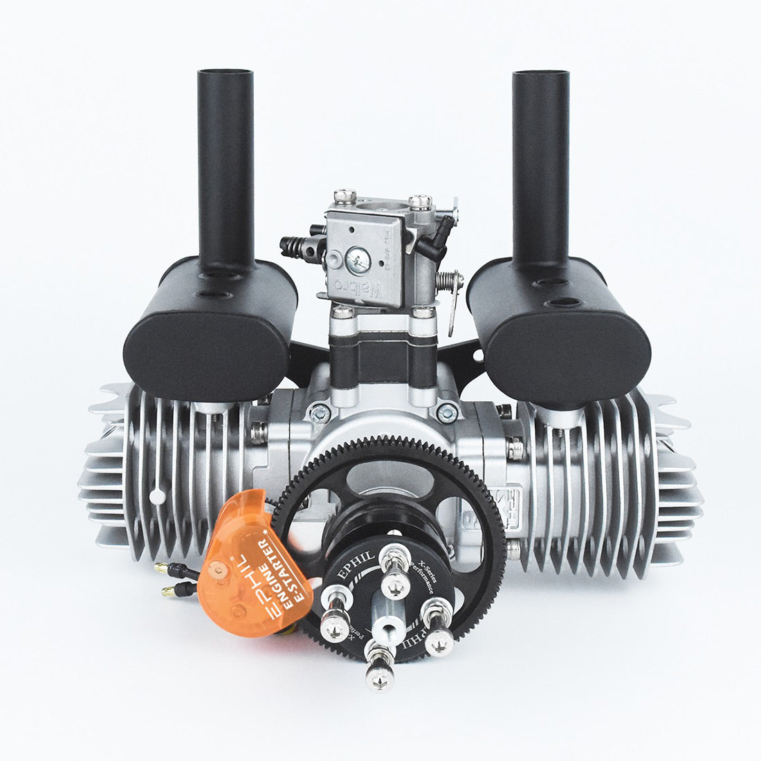 EPHIL X-76cc-T Pro Electric Starter Two-Stroke Twin-Cylinders Horizontally Opposed Gasoline Engine Model for Fixed-Wing Aircraft Models - RAZORDON