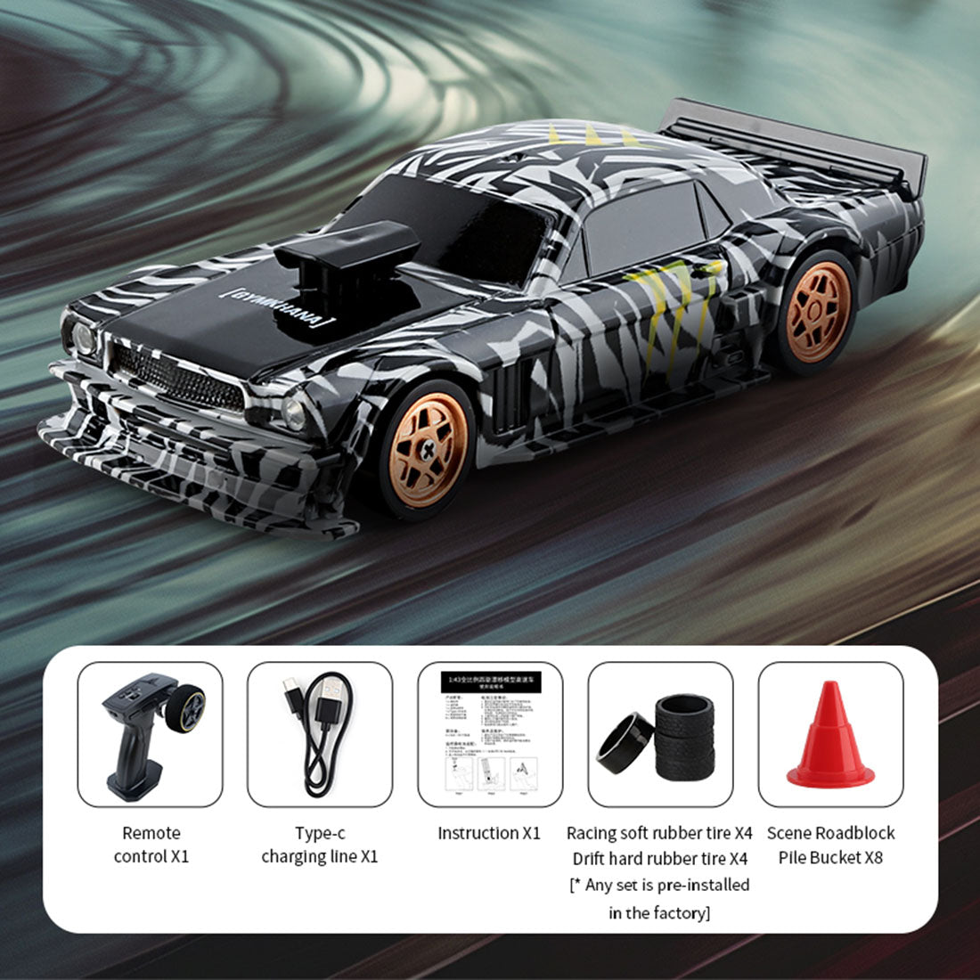 1/43 Scale 2.4G 4WD Full-proportion RC Electric Mini Racing Drift