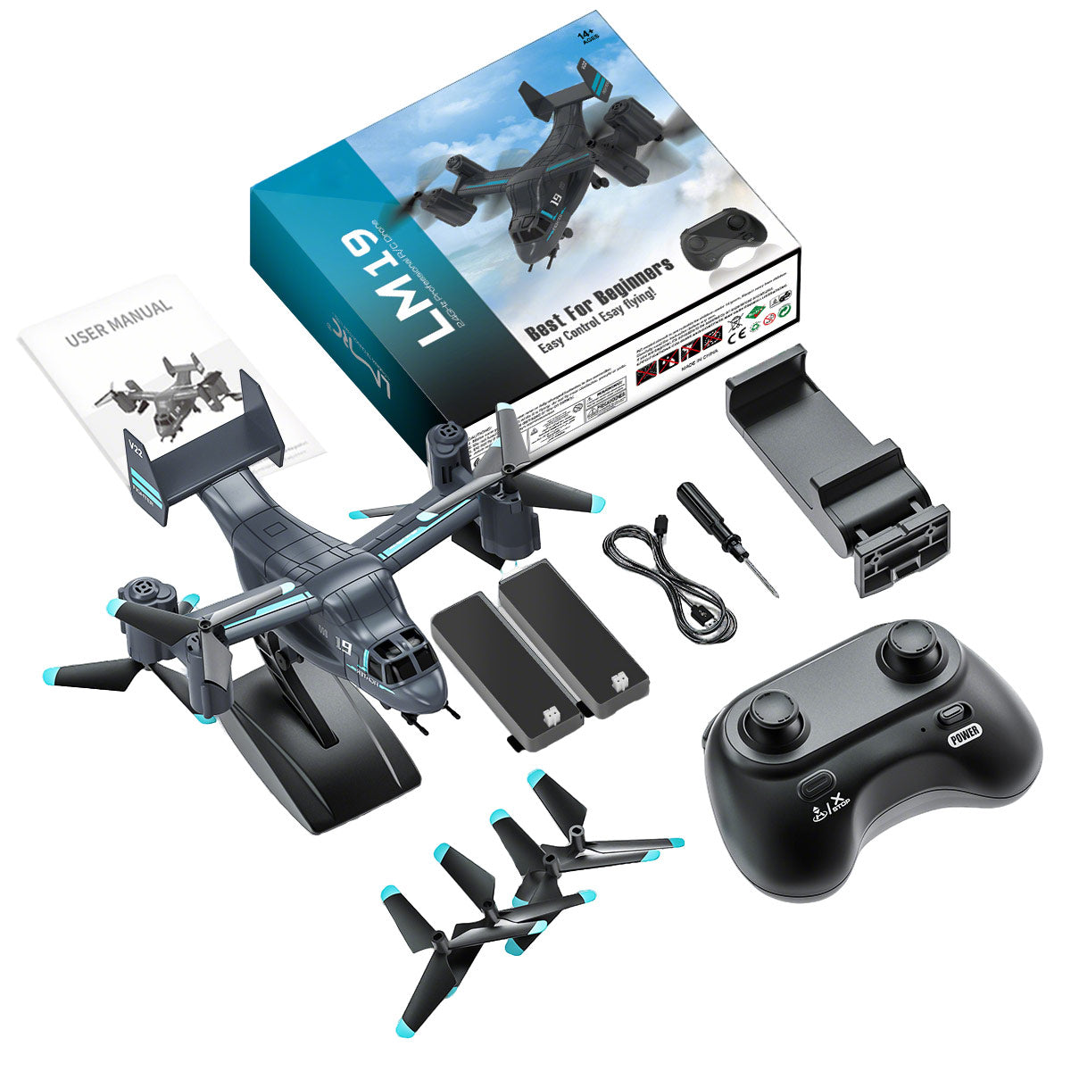 LMRC V-22 2.4G 6CH Land/Air Dual-Mode Scale RC Helicopter Model with Optical Flow Positioning, Altitude Hold RTF - RAZORDON