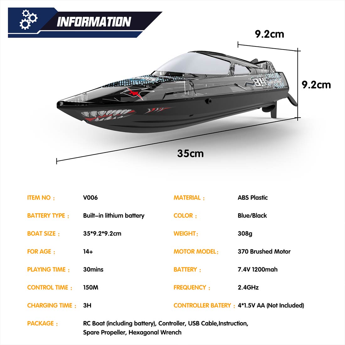 2.4GHz 30KM/H High-Speed RC Racing Boat – RAZORDON
