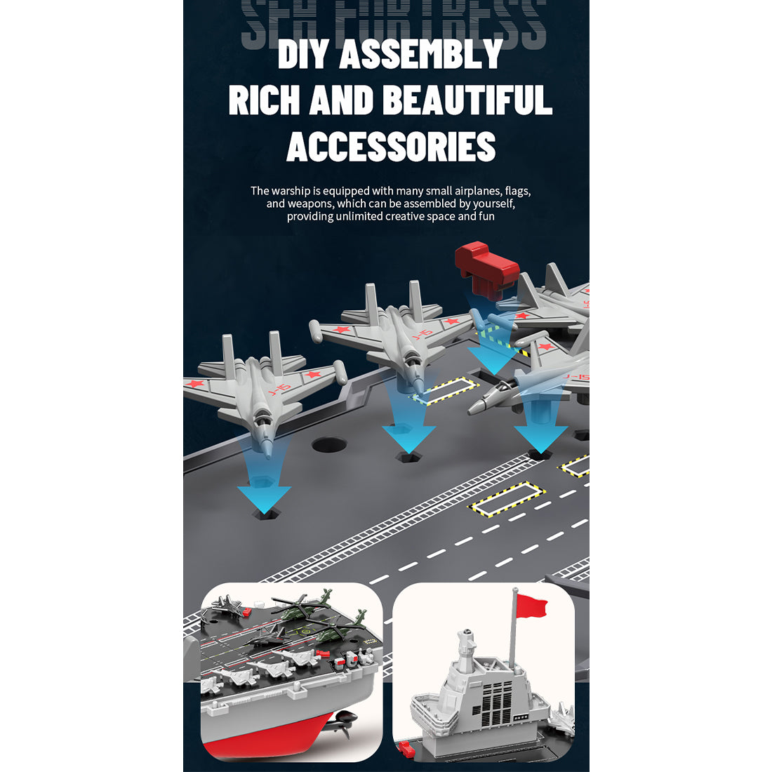 2.4G RC Scale Aircraft Carrier Military Model with Dual-Speed Modes, Long Battery Life RTR