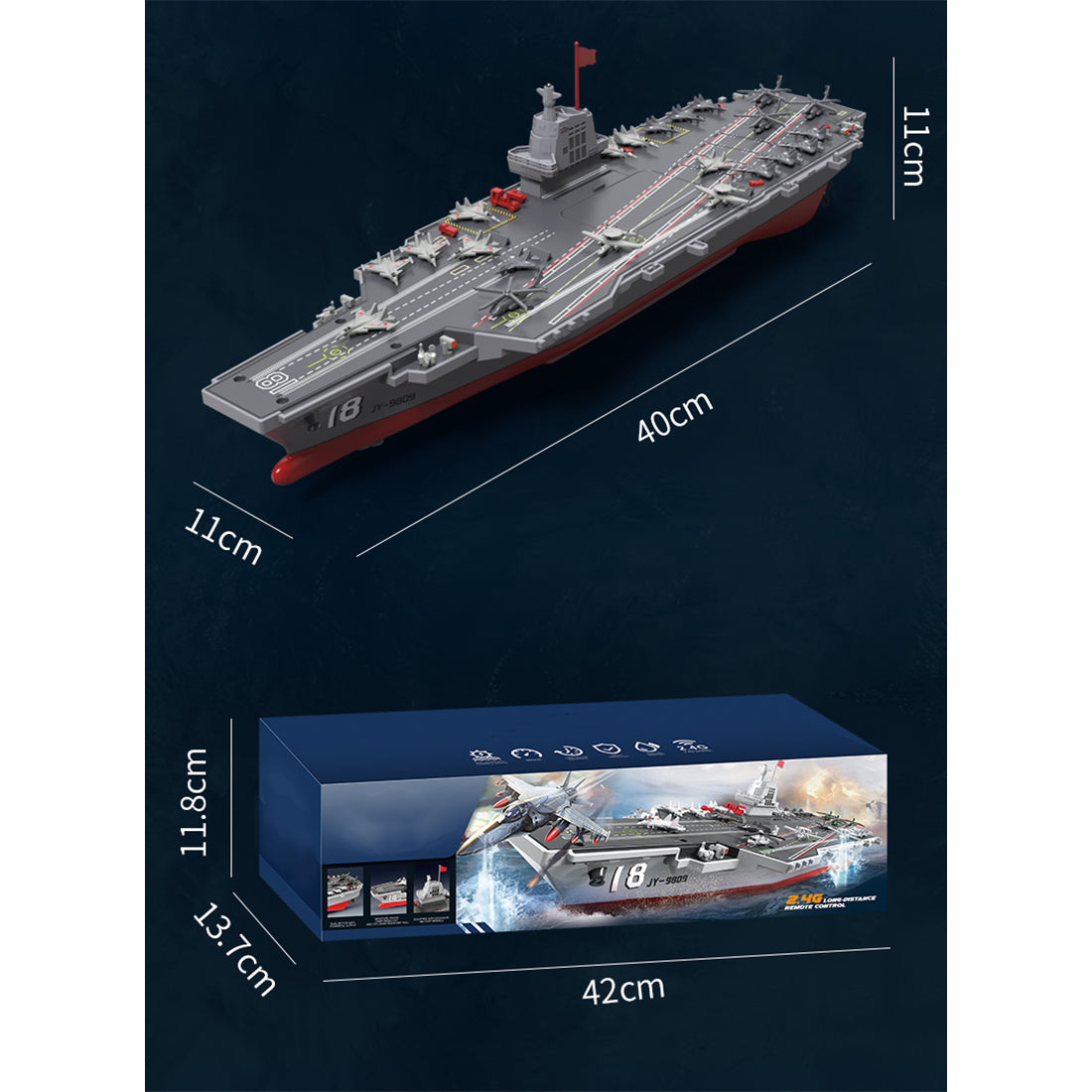 2.4G RC Scale Aircraft Carrier Military Model with Dual-Speed Modes, Long Battery Life RTR