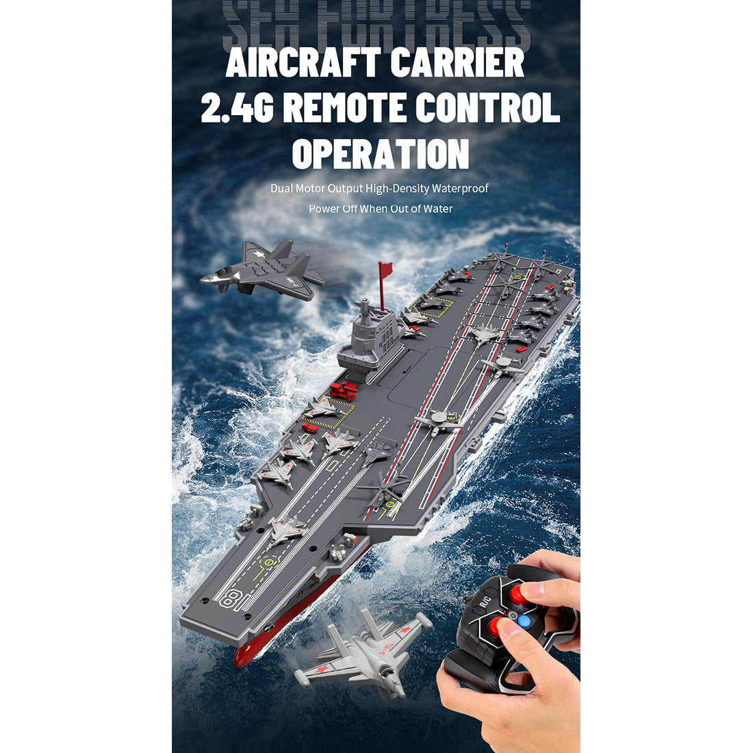 2.4G RC Scale Aircraft Carrier Military Model with Dual-Speed Modes, Long Battery Life RTR