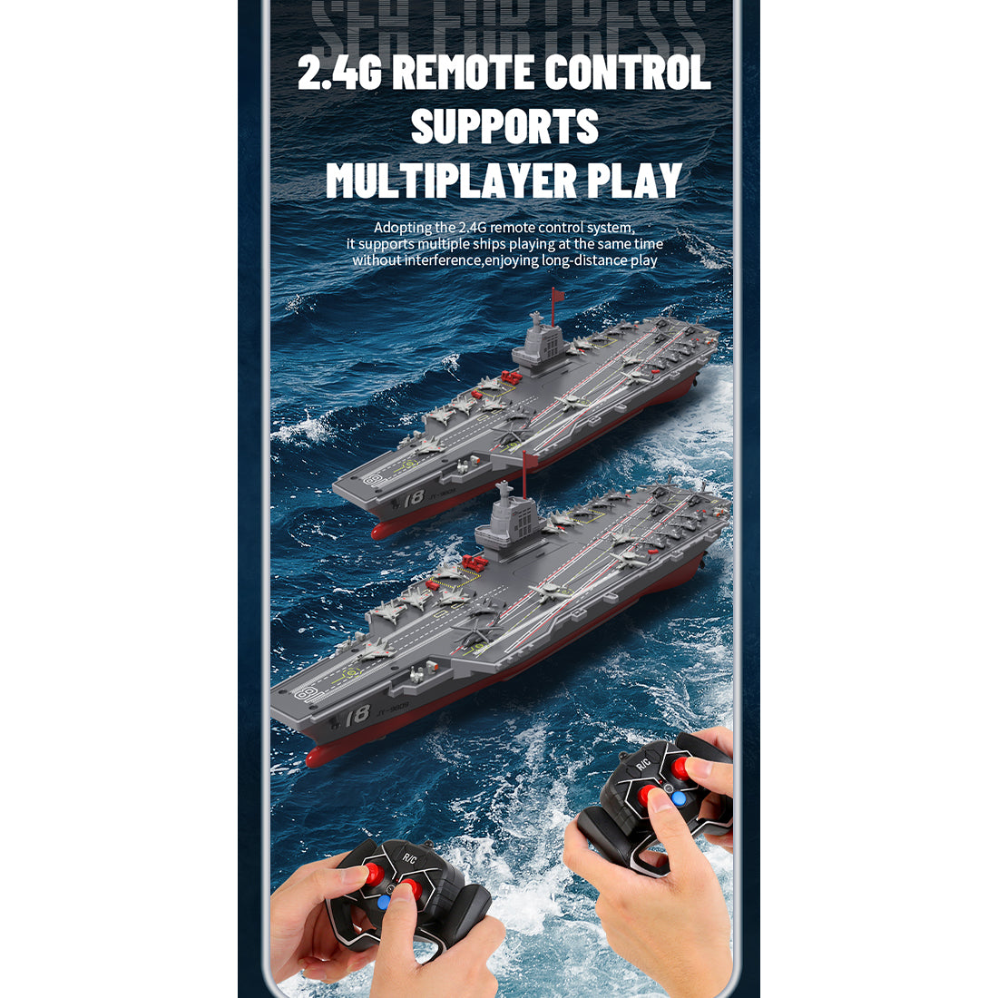 2.4G RC Scale Aircraft Carrier Military Model with Dual-Speed Modes, Long Battery Life RTR