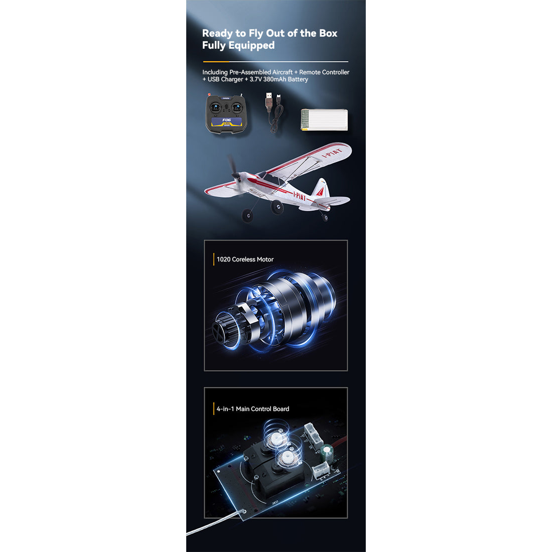 2.4G 6CH 500mm Wingspan Single-Wing Trainer RC Airplane Model - RAZORDON