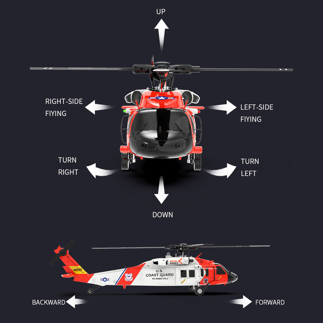 YU XIANG YXZNRC F09-S RC Hubschrauber 1/47 2,4G 6CH Bürstenloses Direktantriebsmodell