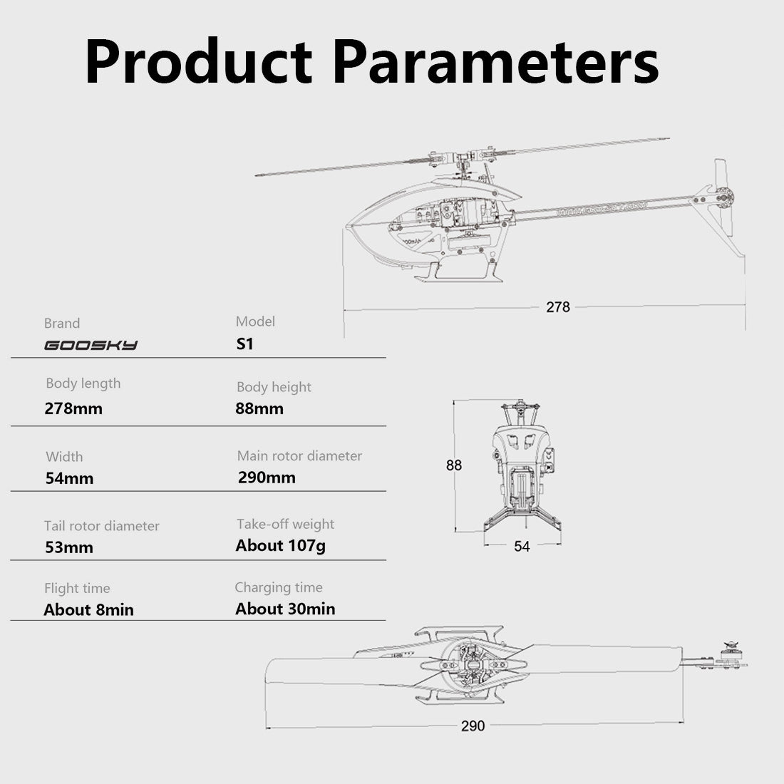 GOOSKY Legend S1 2.4G RC-Helikopter, elektrisch, Dual Brushless, Direktantrieb, 3D-Modell