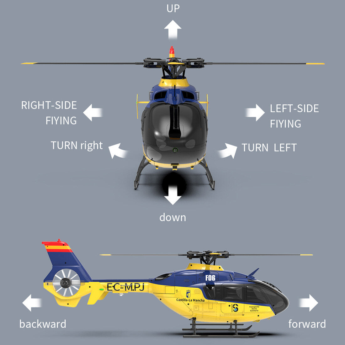 YU XIANG EC-135 RC Hubschrauber 1/36 2,4G 6CH Direktantrieb Bürstenloses 3D/6G Modell