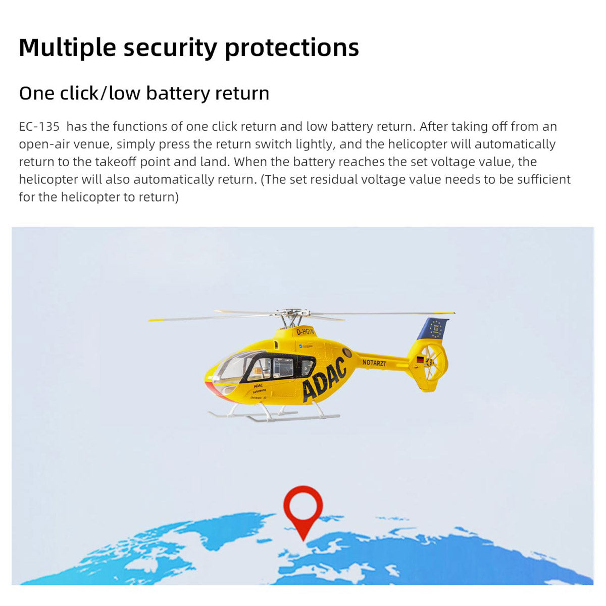 FLYWING EC135 GPS Helicopter One click return- Razordon
