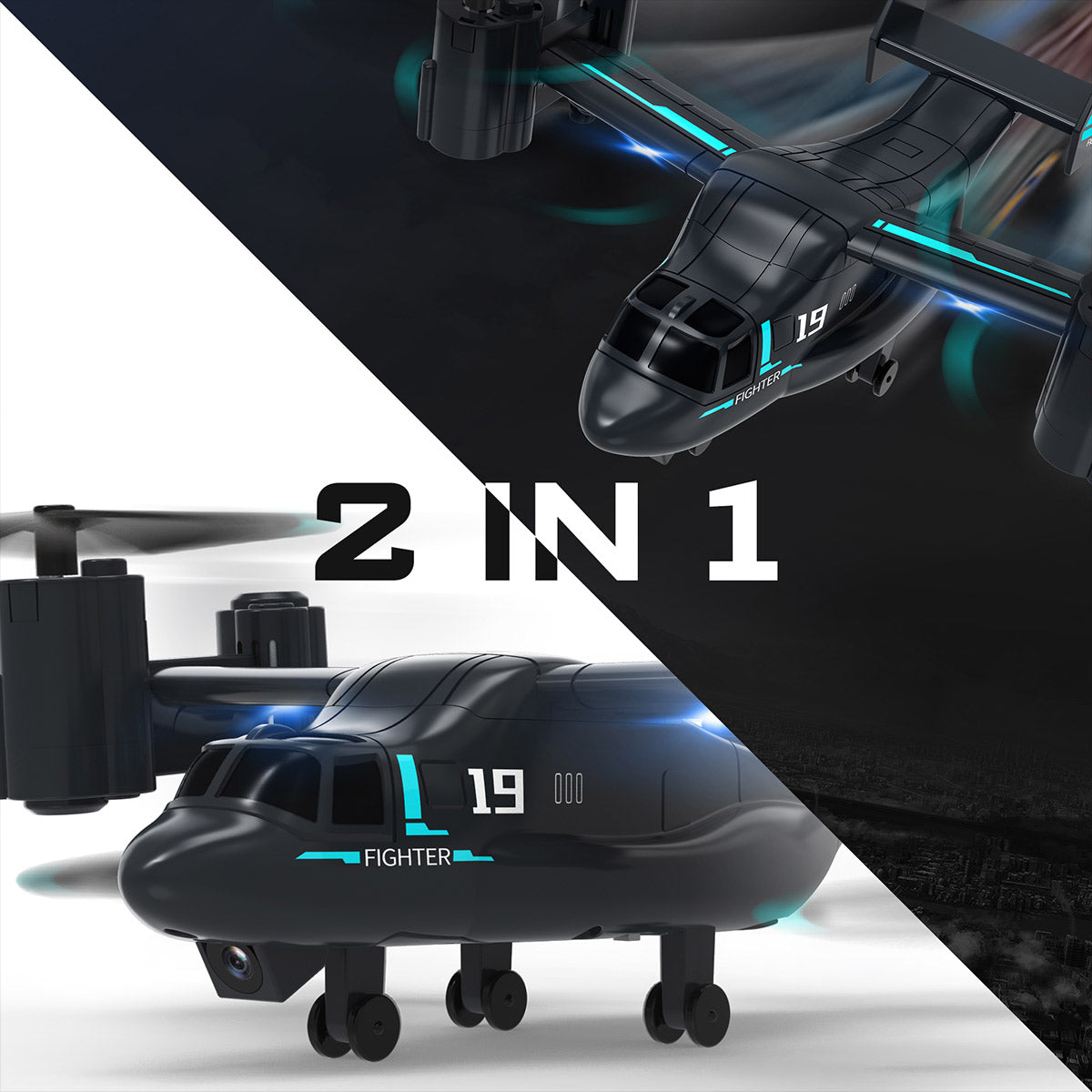 LMRC V-22 2.4G 6CH Land/Air Dual-Mode Scale RC Helicopter Model with Optical Flow Positioning, Altitude Hold RTF - RAZORDON