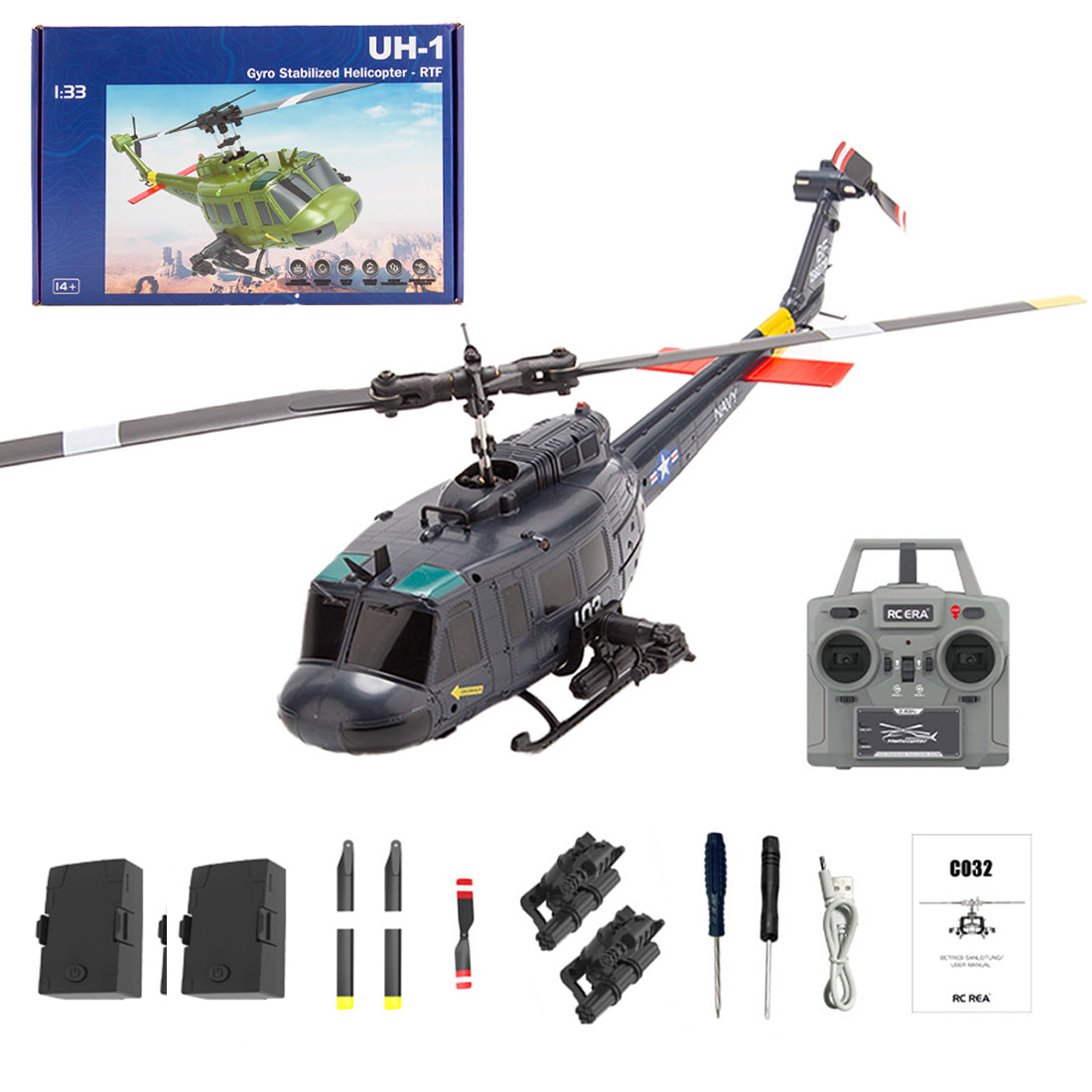 era c032 uh-1 ヒューイ ラジコンヘリコプター RC ERA C032 UH-1 Huey 6CH Gyro Stabilized RC Helicopter