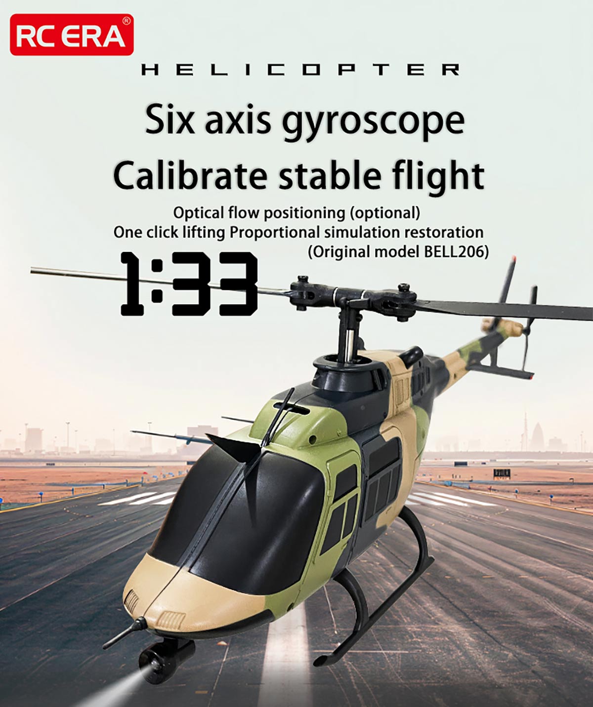 RC ERA C138 1/33 Scale BELL 206 Helicopter 2.4G 6CH Single-Rotor Gyroscopic Flying Aircraft Model Jet Ranger