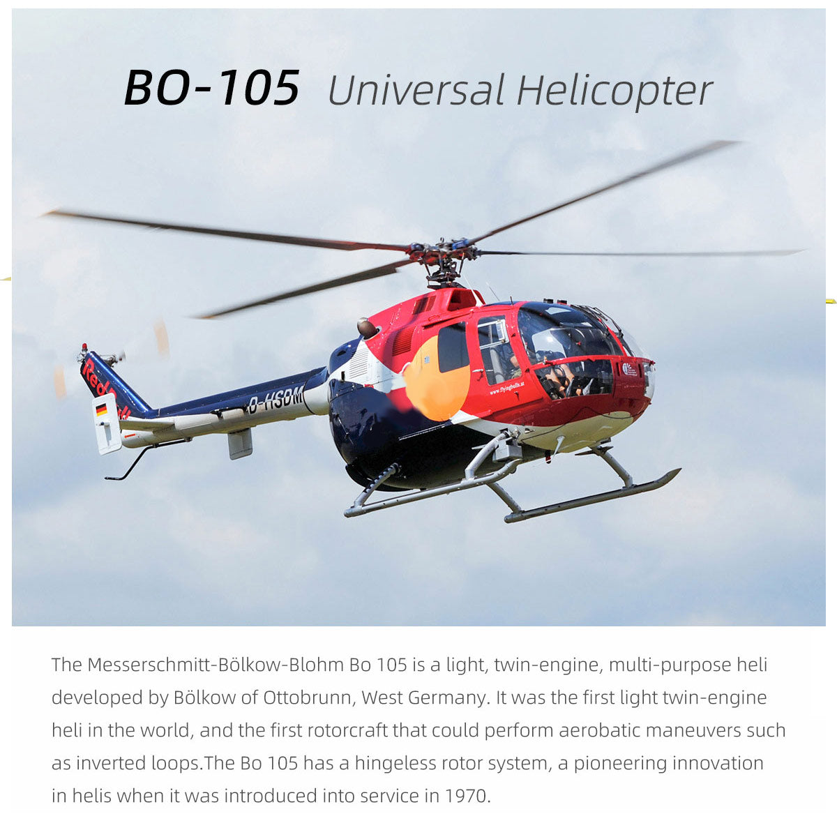 FLYWING BO105 470 Size 2.4G 6CH Military RC Helicopter - RAZORDON