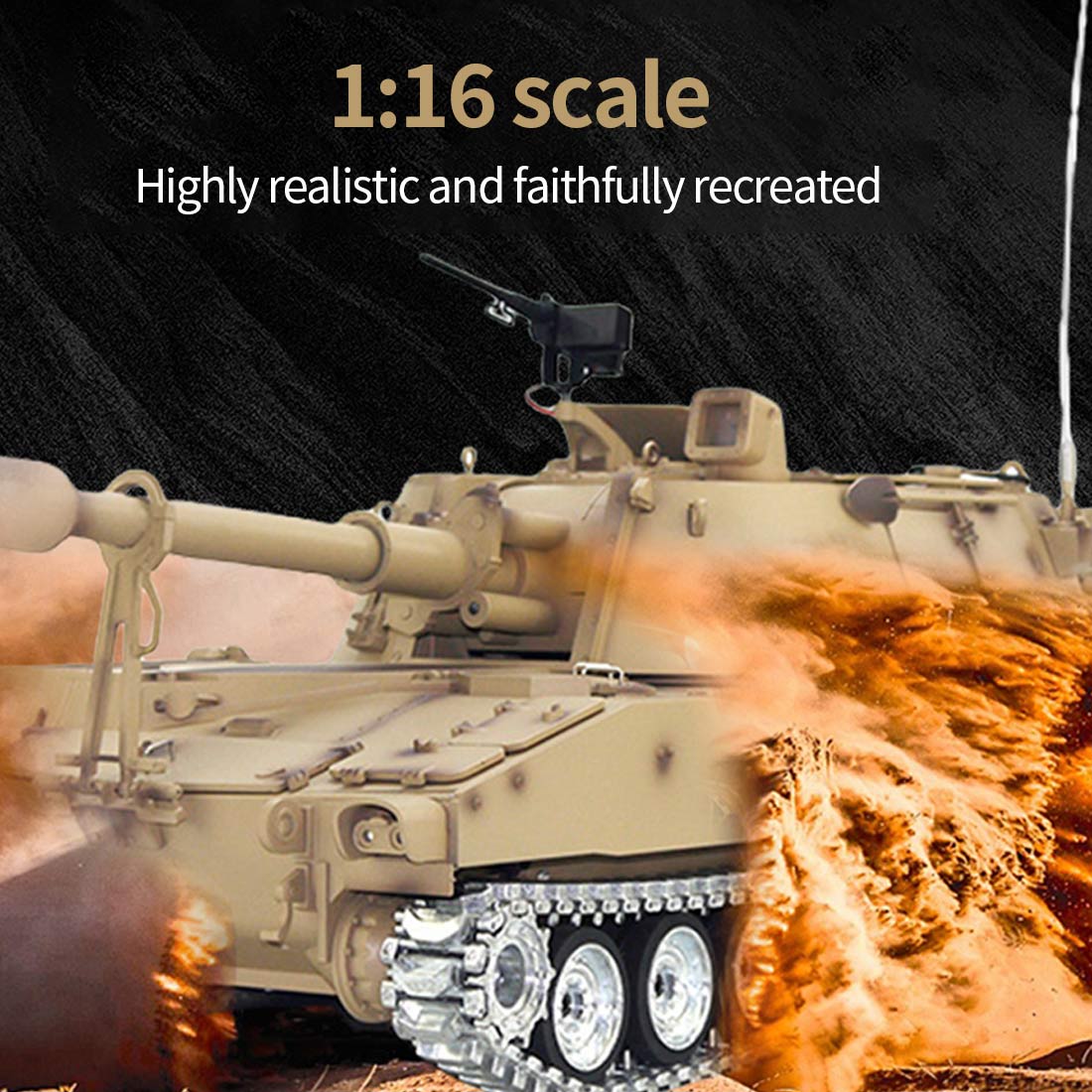 1/16 2.4G Remote Control M109A2 Grenade Tank Simulation Military Vehicle Model - Razordon