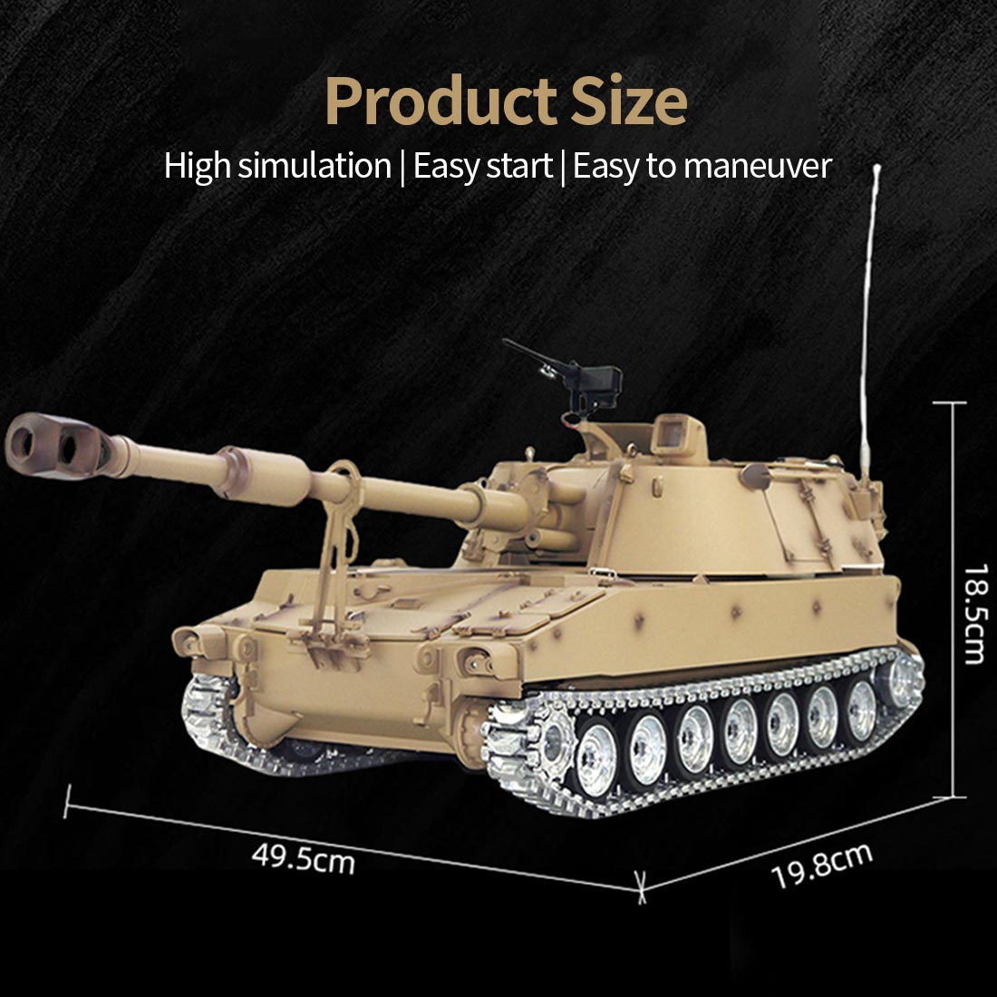 1/16 2.4G Remote Control M109A2 Grenade Tank Simulation Military Vehicle Model - Razordon