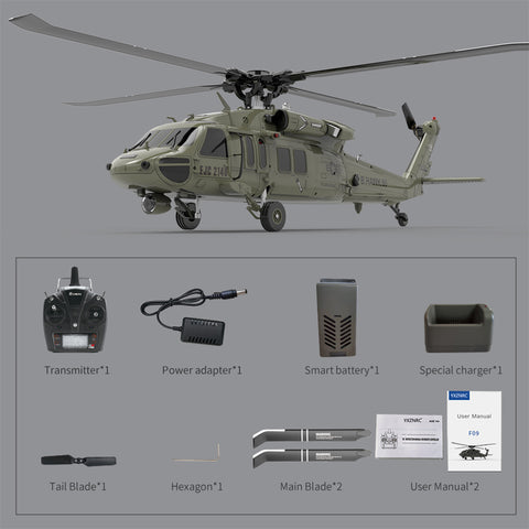 YU XIANG YXZNRC F09 1/47 2,4G 6CH modelo de helicóptero RC de accionamiento directo sin escobillas