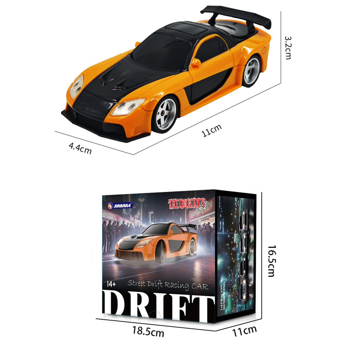 1/43 Scale 2.4G Full-Proportional Mini Electric RC Drift Racing Car Model with LED Lights - Razordon