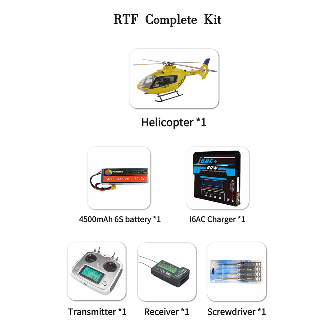 FLISHRC FL500 EC135 500-Class 2.4GHz 6CH Scale RC Helicopter - RAZORDON