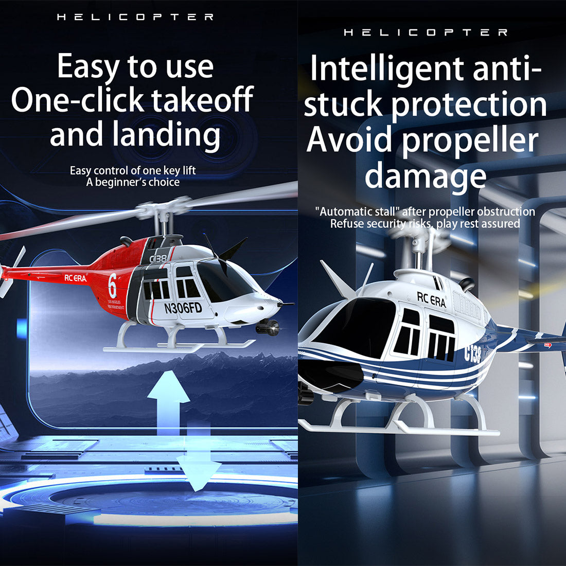 C138 1/30 Scale BELL 206 Helicopter 2.4G 6CH Single-Rotor Gyroscopic F ...