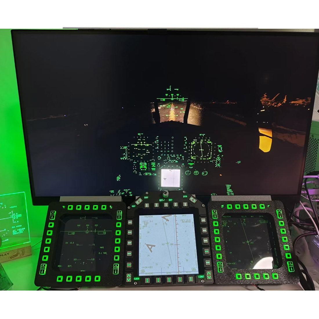 Fighter Jet Window Panel Home 5-Inch 2K 24-Key Fighter Jet MFD-Panel for PC Flight Sims ...