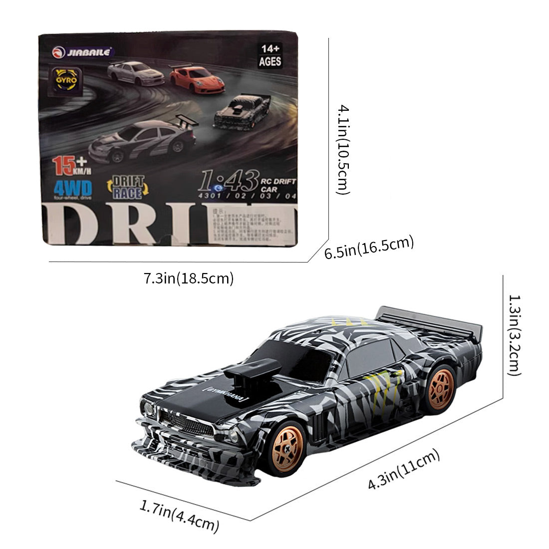 1/43 Scale 2.4G 4WD Full-proportion RC Electric Mini Racing Drift Car Model - Razordon