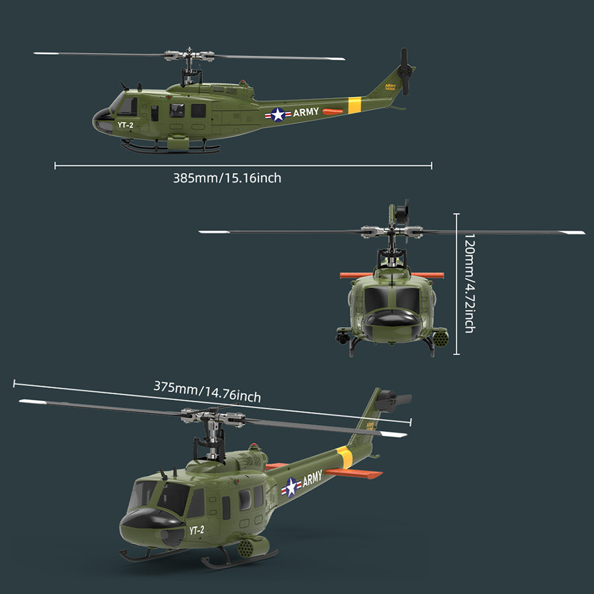 YU XIANG F07/F07-V 1/34 Scale UH-1 Huey 2.4G 6CH Brushless Direct-Drive 6G Flybarless RC Helicopter Model (RTF Version/Mode1/Mode2)