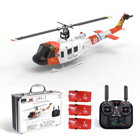 WOLFBUSH YUXIANG F07S UH-1 Huey 1/34 Scale RC Helicopter - 2.4G 6CH Brushless Direct Drive, 6G Flybarless with GPS Altitude Hold, RTF White Rescue Livery(MODE1/MODE2 Switchable)