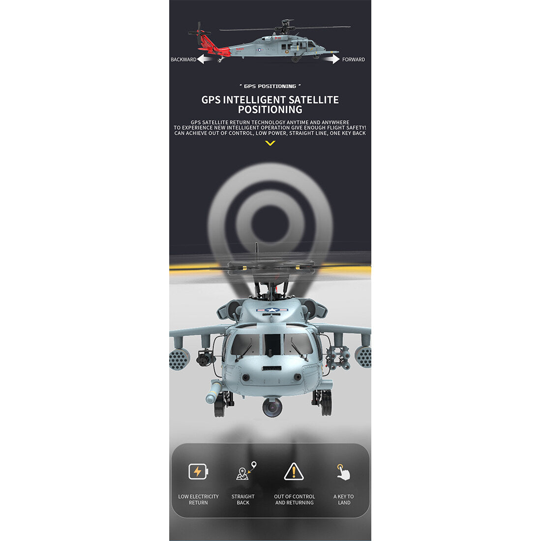 YU XIANG F09-H SH60 Seahawk 8CH RC Helicopter 1/47 Scale 2.4G Dual Brushless DD 6G/3D Stunt Copter Model (Include FC&GPS/RTF Version)