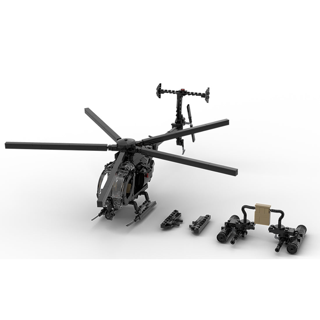 MOC-88275 MH-6 Little Bird Helicopter Model Building Blocks Set