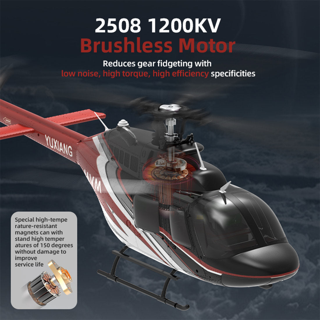 YU XIANG F08 1/27 Scale Bell 206 2.4G 6CH Brushless Direct-Drive 3D/6G Flybarless RC Helicopter Model with Optical Flow Positioning (RTF Version/Mode1/Mode2) razordon