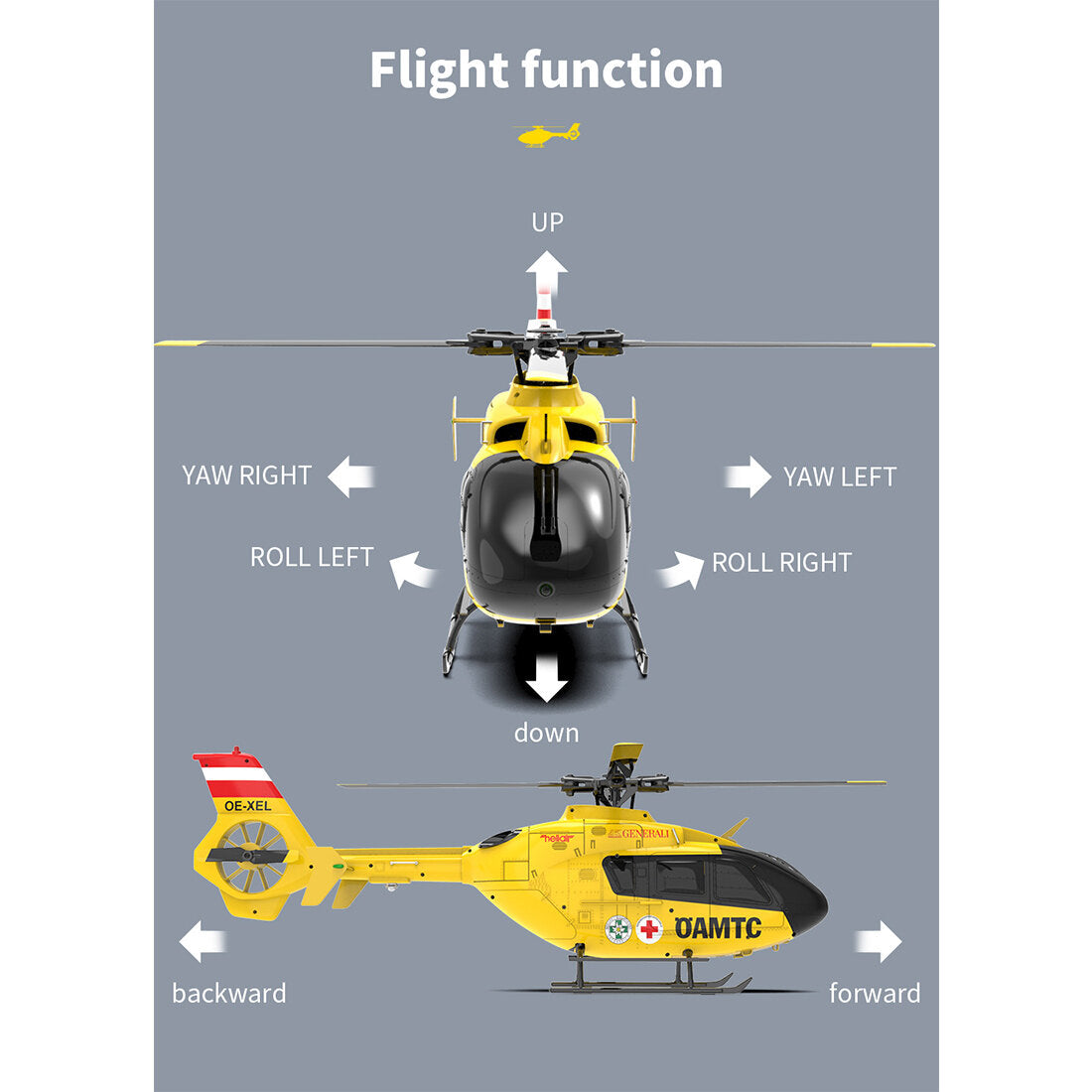 YU XIANG F06 RC 헬리콥터 1/36 스케일 EC-135 2.4G 6채널 직접 구동 무브러시 3D 곡예 항공기 모델