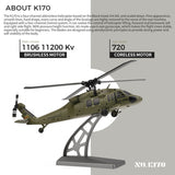 WL K170 Black Hawk UH-60L 170 Size 2.4G 4CH Flybarless RC Helicopter with Adjustable Left and right Hand Throttle (RTF Version) - RAZORDON