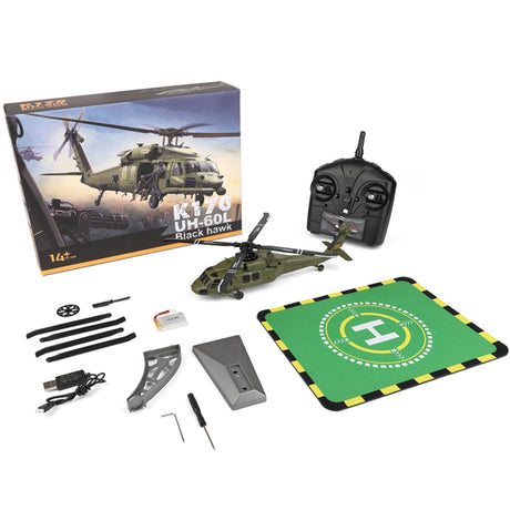 WL K170 Black Hawk UH-60L 170 Size 2.4G 4CH Flybarless RC Helicopter with Adjustable Left and right Hand Throttle (RTF Version) - RAZORDON