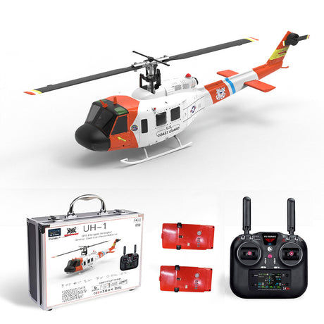 WOLFBUSH YUXIANG F07S UH-1 Huey 1/34 Scale RC Helicopter - 2.4G 6CH Brushless Direct Drive, 6G Flybarless with GPS Altitude Hold, RTF White Rescue Livery(MODE1/MODE2 Switchable)