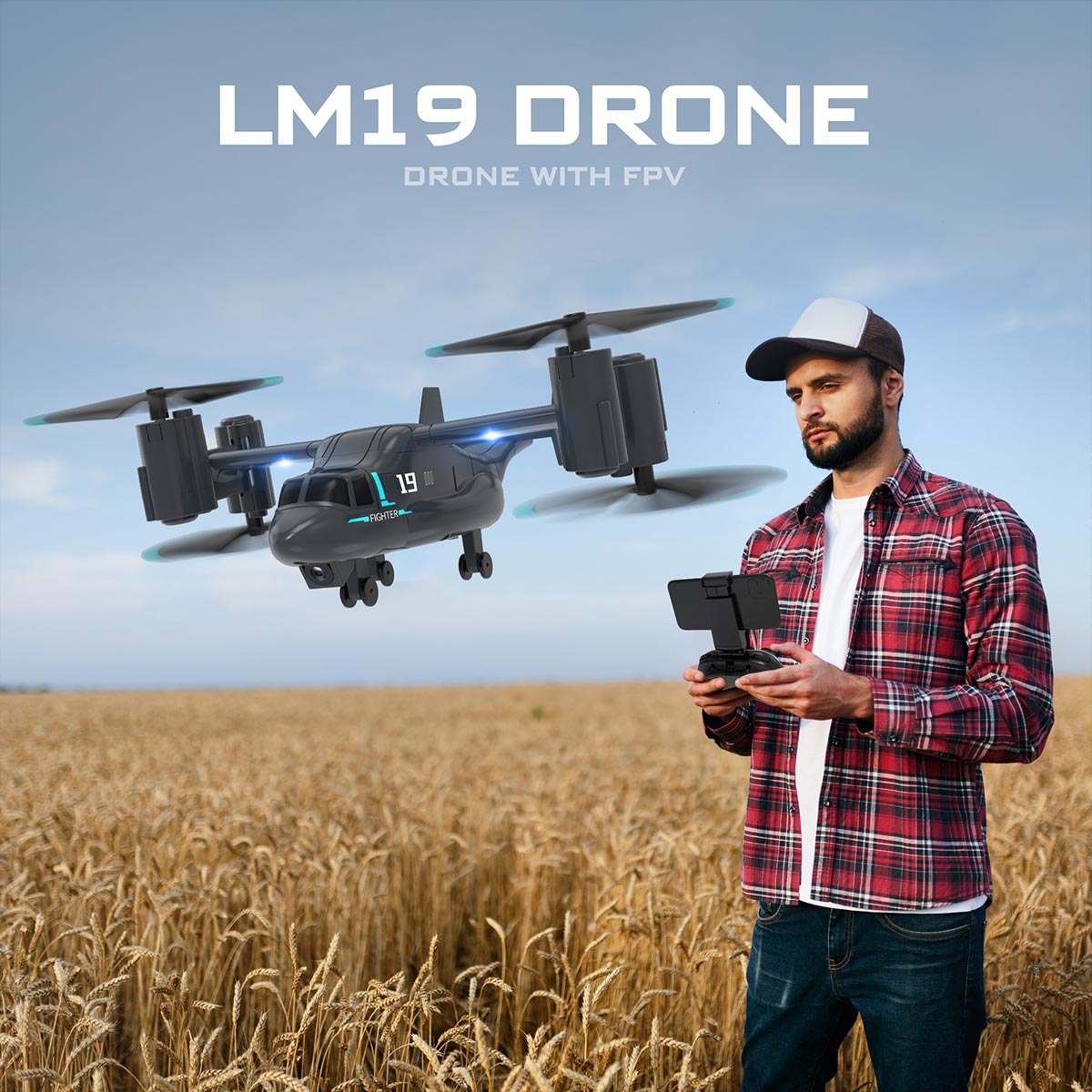 LMRC V-22 2.4G 6CH Land/Air Dual-Mode Scale RC Helicopter Model with Optical Flow Positioning, Altitude Hold RTF - RAZORDON
