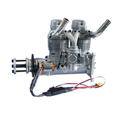 NGH GF60i2-E 60cc Inline Twin-Cylinder Four-Stroke Air-Cooled Gasoline Engine Model with Electric Starter for Fixed-Wing RC Airplanes