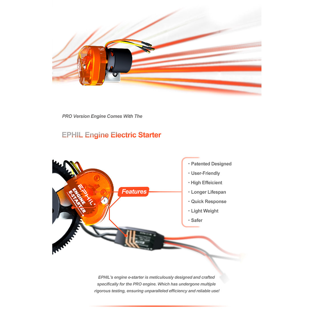 EPHIL X-76cc-T Pro Electric Starter Two-Stroke Twin-Cylinders Horizontally Opposed Gasoline Engine Model for Fixed-Wing Aircraft Models - RAZORDON