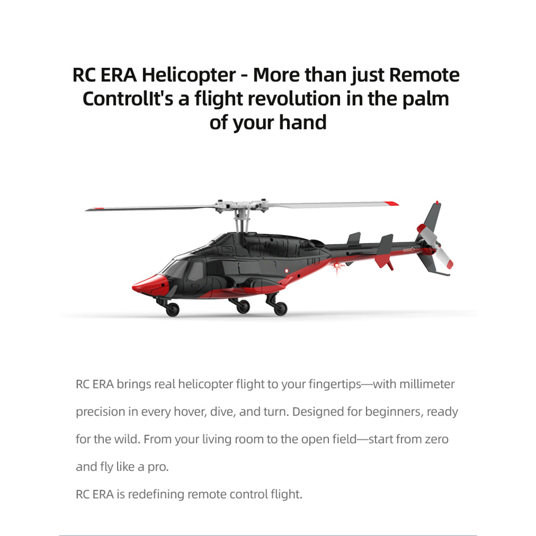 RC ERA A61 1/53 Scale Airwolf 2.4G 4CH Single Rotor Flybarless Mini RC Helicopter Model with Optical Flow Altitude Hold RTF