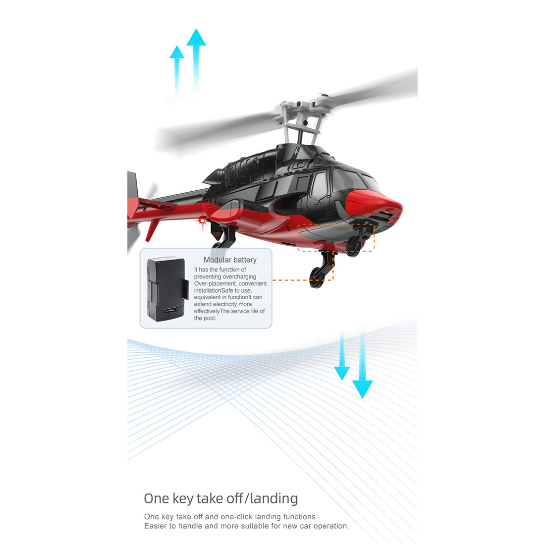 RC ERA A61 1/53 Scale Airwolf 2.4G 4CH Single Rotor Flybarless Mini RC Helicopter Model with Optical Flow Altitude Hold RTF