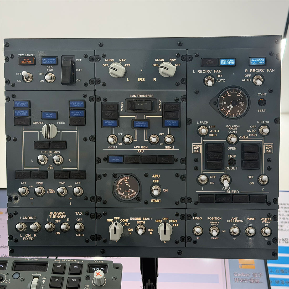 B737 FWD Overhead Flight Simulator Control Panel for MSFS 2020/2024, X-Plane, PMDG737, Zibo737, USB Modular Flight Deck Controller Razordon