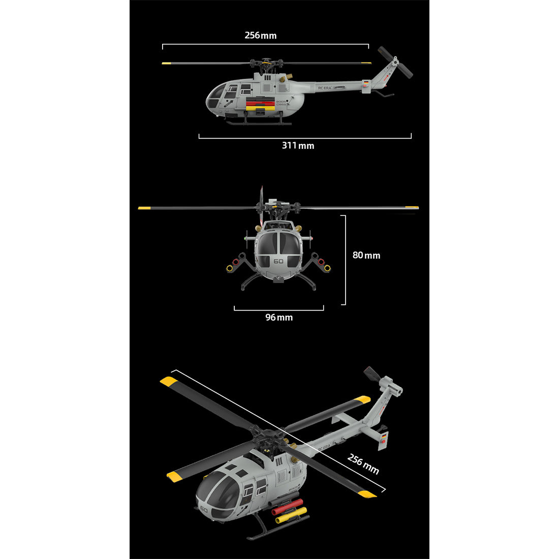 RC ERA C186S BO105 1/48 Scale 2.4G 6CH Single-Rotor Flybarless Realistic Intelligent RC Helicopter - RAZORDON